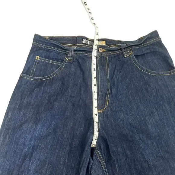 Men's 38 South Pole Denim Y2K Wide Leg Baggy Hip Hop Skater Jeans RN 82628